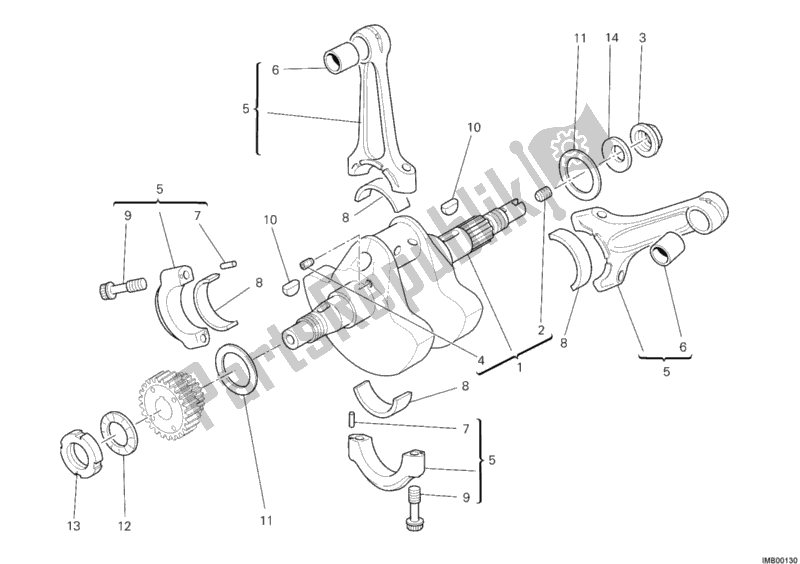 All parts for the Crankshaft of the Ducati Sportclassic Sport 1000 USA 2008